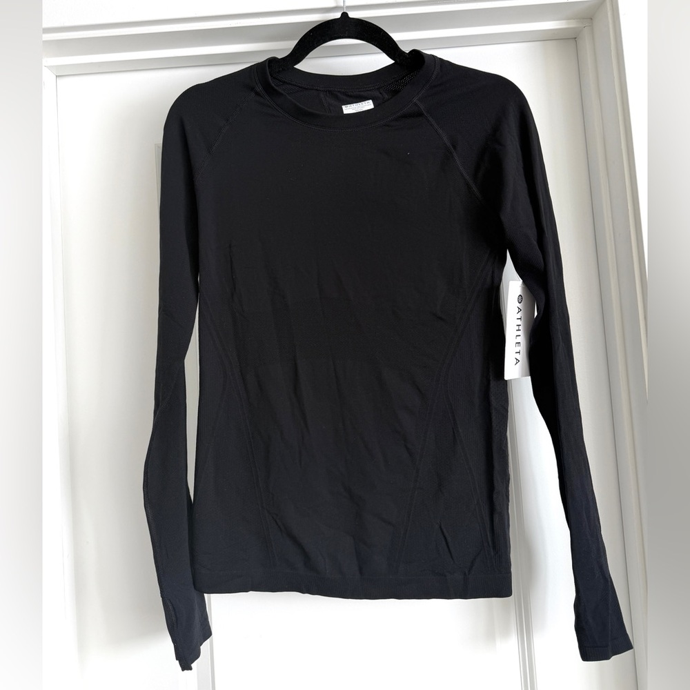 NWT Athleta Women's Black Long Sleeve Top Small